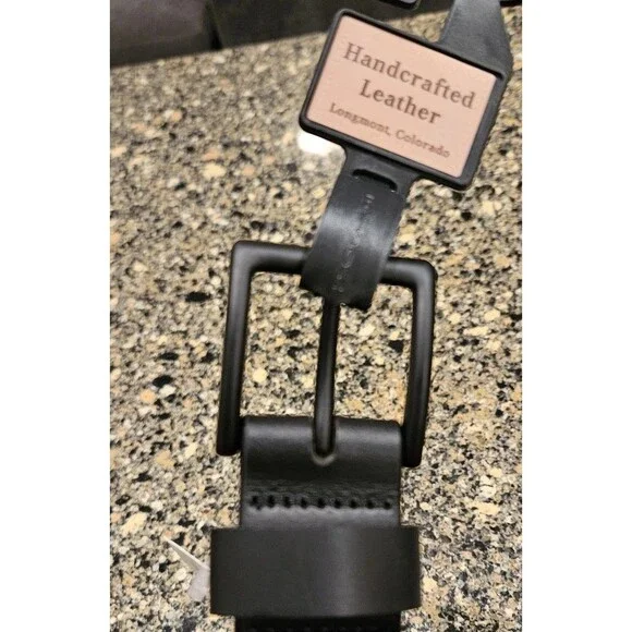 Mens Bison Designs Black Leather Belt 38mm – Box Canyon Black Buckle Size 42 USA - Picture 6 of 9
